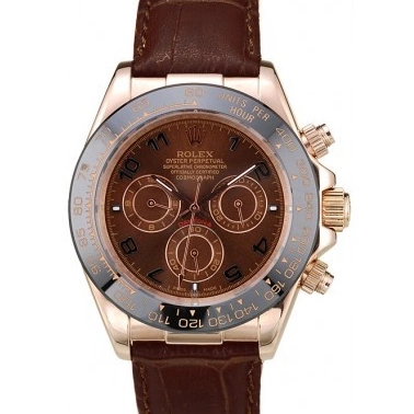 MiroTime 0711 Rolex Daytona Rose Gold Case Brown Dial Brown Leather Strap
